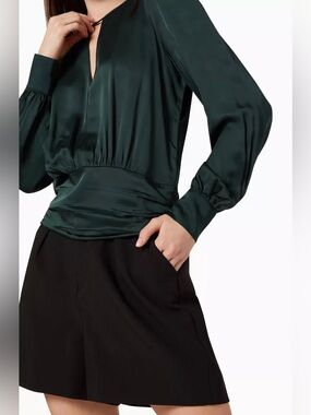 Good American Keyhole Satin Blouse